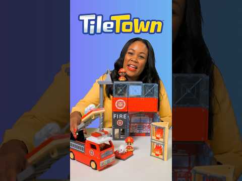 Tile Town Fire Station & Fire Truck Magnetic Set | Click, Build & Play | Toys for Kids #sponsored