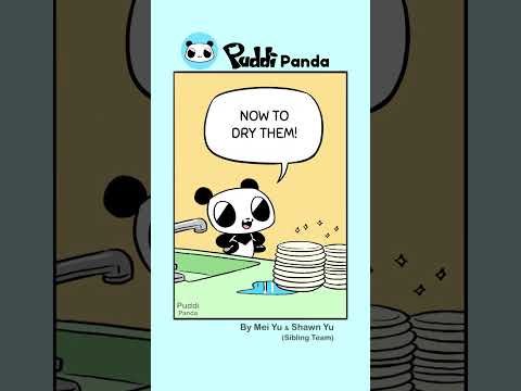 Dry Dishes FAST with This ONE Trick 😂 | Puddi Panda #shorts #comics #funnycomics