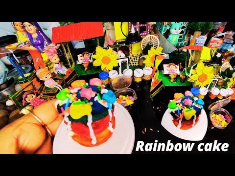 Cutest Colorful Miniature 🌈Rainbow Cake Recipe|Rainbow Cake Hack|Tha Best Tiny Buttercream Cake,