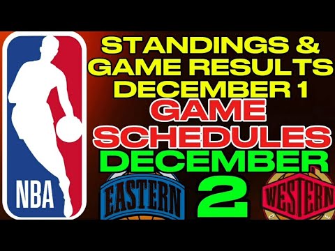 NBA TEAM STANDINGS & GAME RESULTS TODAY DECEMBER 1,2024 | NBA GAME SCHEDULE DECEMBER 2,2024