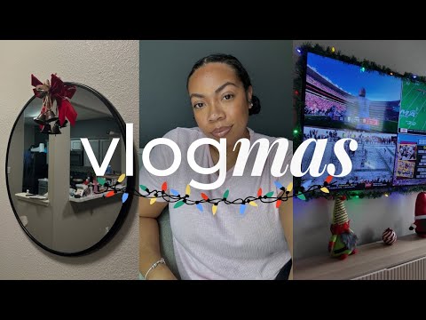 Decorating for Christmas with Me, Garland framed TV | Vlogmas Day 5 🎄