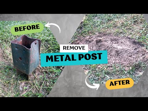 Removal of Deeply Anchored Metal Post from Lawn - Angle Grinder in Action