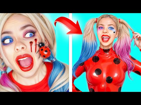 From Nerd Harley Quinn To Beauty LadyBug / How To Become a Superhero