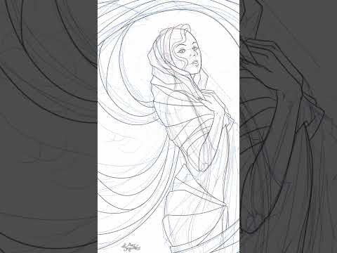 cloaked #lineart #clipstudiopaint #art #fantasy #line #woman #shorts #viralshorts  #illustration