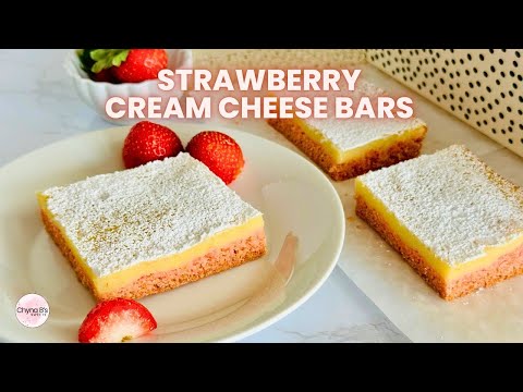 Strawberry Ooey Gooey Cheesecake Bars | Easy Cheesecake Recipe | Dessert Bars | Strawberry Desserts