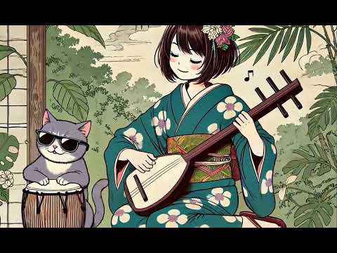 Shamisen 三味線 X Conga【Cat's Rainforest Concerto】Background Music for Studying or Work