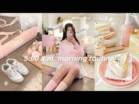 waking up at 5AM: productive morning vlog ⛅️ workout routine, haircare, realistic days living alone