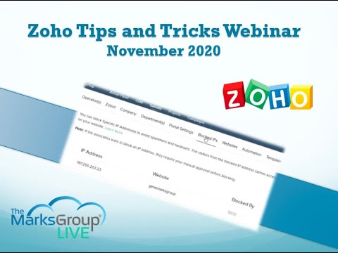 Zoho Tips & Tricks Webinar - November 2020