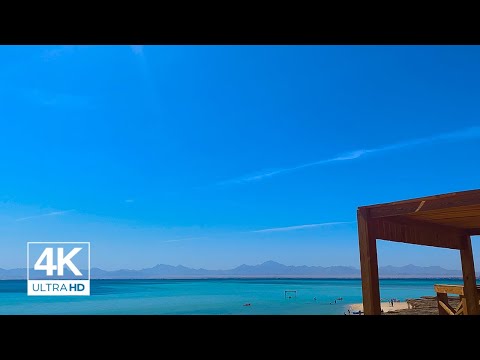 4k Egypte Red Sea Beach Window view - Relaxing, Calming, Ambience, white noise