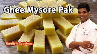 Ghee Mysore Pak Recipe In Tamil | Soft Mysore Pak | Diwali Sweet | CDK#202 | Chef Deena's Kitchen