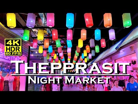 Thepprasit Night Market Pattaya Amazing Street food 4K 60fps HDR  💖 Walking Tour 👀 Thailand 🇹🇭