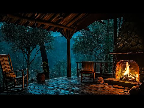 Cozy Hidden Cottage In The Rain: Listen to Old Fireplace Sound and Rain In Forest Lull You To Sleep