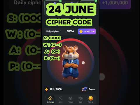 hamster combat daily cipher code today 24 june | 24 june cipher code #viral #shorts