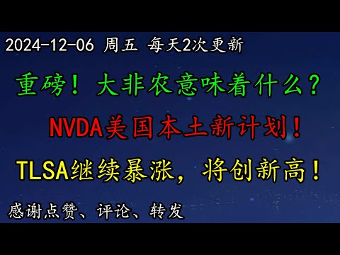 美股 重磅！大非农意味着什么？NVDA美国本土新计划！下跌，怎么看？TLSA继续暴涨，将创新高！AMZN宣布登月计划，什么情况？一大牛股继续暴涨！SOXL、SMCI、AVGO、AMD、PLTR