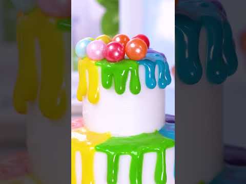 Skittles Cake Decorating #shorts #cake #miniaturecooking #satisfying #asmr #minikitchen