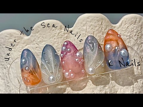 Easy method for colorful nail design inspired by the sea