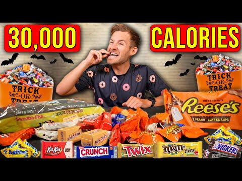 EATING 30,000 CALORIES OF HALLOWEEN CANDY IN 24 HOURS! (INSANE CHALLENGE)