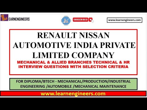 RENAULT NISSAN AUTOMOTIVE INDIA PRIVATE LIMITED COMPANY || TECHNICAL INTERVIEW || HR INTERVIEW ||