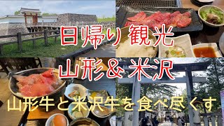 【日帰り山形・米沢旅行】魅力たっぷり大人の一人旅〜山形城＆上杉神社を観光・山形牛と米沢牛のグルメ旅〜行かなきゃ損！ Trip To Yamagata ,Japan Vlog