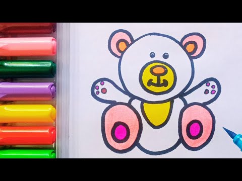 Drawing and Painting Teddy Toy for Kids & Toddlers | Simple Drawing, Coloring #drawing