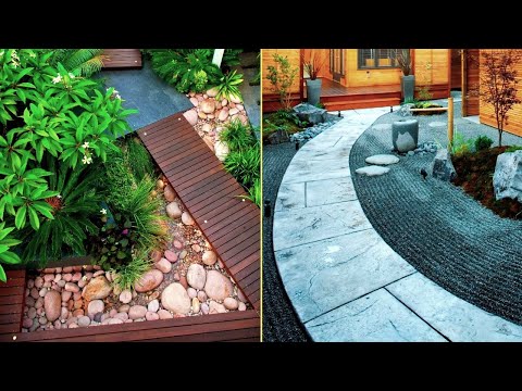 Landscape Design, Beautiful Garden Path Made of Concrete and Wood, (44+) Best Ideas