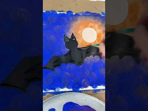 [clip] Painting bat details! 🎨🦇 #kidspainting #halloweendecor #beginnerfriendlys #painting