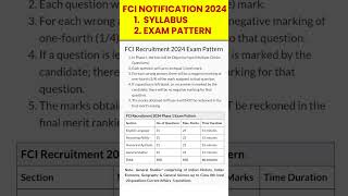 FCI Recruitment 2024 Syllabus & Exam Pattern 📃 #fcinotification #fci #shorts