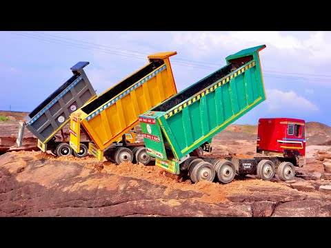 Tata Dumping Truck Unload the Soil Loaded By JCB backhoe Loader | Material Shifting Work |