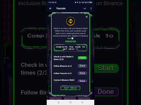 How to get binance skin in Yescoin step by step | 0.01 TON required | suscribe for more | 20 October