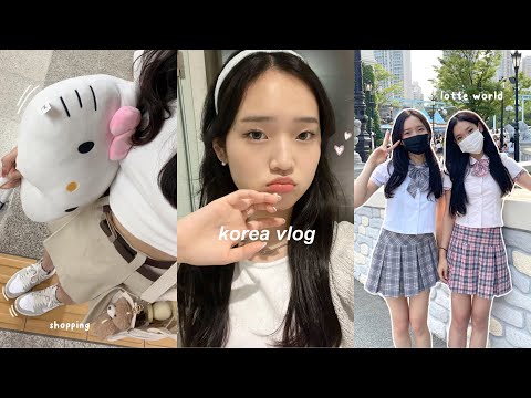 KOREA DIARIES: lotte world in school uniforms, fancy hotel, skincare routine, rainy shopping days