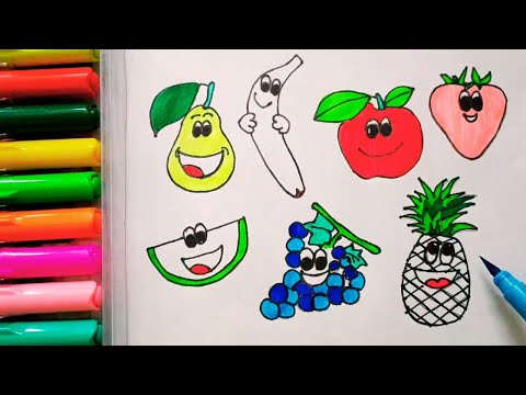 Drawing and Painting  Colorful Fruits for Kids & Toddlers | Simple Drawing, Coloring #drawing