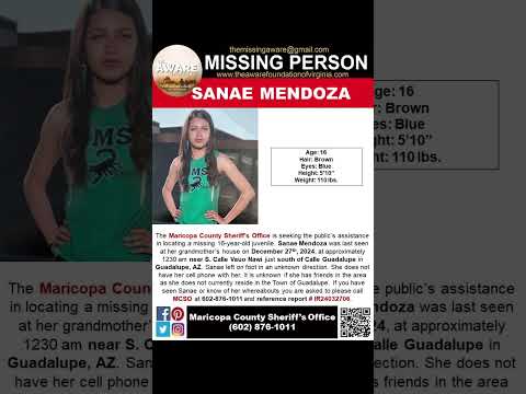 16 YEAR OLD SANAE MENDOZA IS MISSING FROM GUADALUPE ARIZONA!!!  HELP BRING HER HOME SAFE!!!