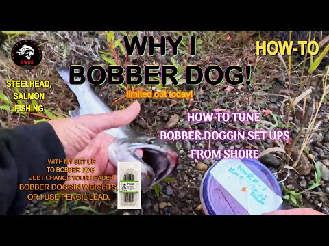 BOBBER DOGGIN SET UPS! HOW-TO SET UP AND TUNE, SALMON, STEELHEAD FISHING, BOBBER DOGGIN FROM SHORE!