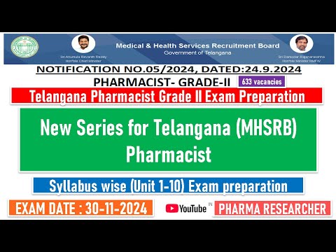 Telangana Pharmacist Grade-II exam Preparation II Introductory video II Unit 1-10 exam preparation