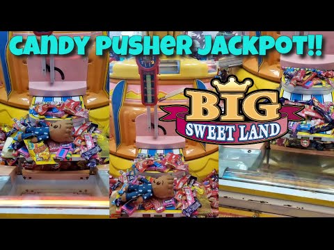 CANDY PUSHER JACKPOT!!! CURSED GROOT GUARDIAN OF THE GALAXY'S || BIG SWEETLAND ARCADE COIN PUSHER