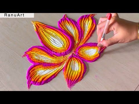 unique lotus rangoli designs🌼rangoli new design🌼 indian rangoli art🌼RanuArt