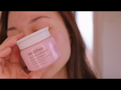 Quick No Makeup Fresh Look with Innisfree Cherry Blossom Tone-up Cream.  See the before and after!😱