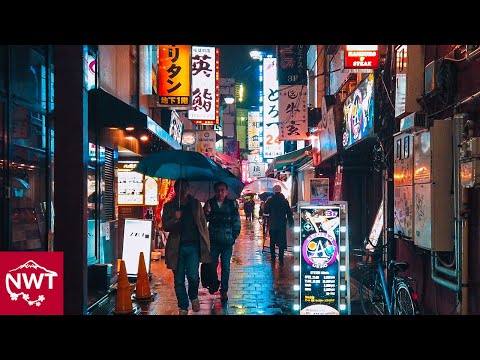 Rainy Night Walks In Tokyo Ueno 4K - Spring Rain Sounds ASMR