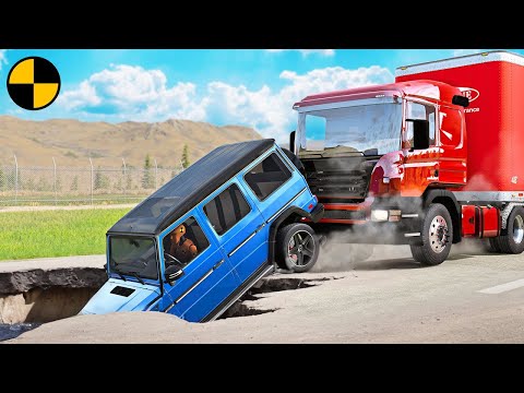 Road Potholes and Bumps Crashes #01 😱 BeamNG.Drive