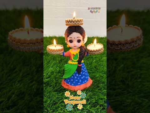 Happy Diwali🪔✨🎇DIY Candle Holder Making With Clay💕🥰 Unique Traditional Doll Diya Stand Making🎇✨🪔🪔🪔