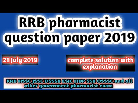 RRB pharmacist exam question paper 2019#previous year question paper of rrb pharmacist exam#rrb2024