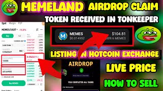 Memeland Token Received In Tonkeeper l Memes token How to Sell l Memeland withdrawal l memes coin