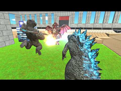 Kong with Godzilla 2014 rescue Monkey from Destroyah - Animal Revolt Battle Simulator