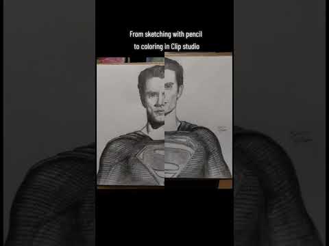 From sketching to digital art with Clip Studio and Photoshop. Subject: Henry Cavill in Man of Steel