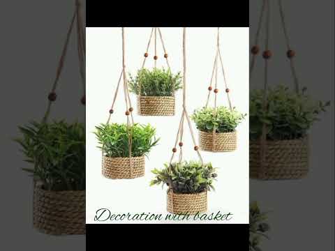 Home decoration with basket plant