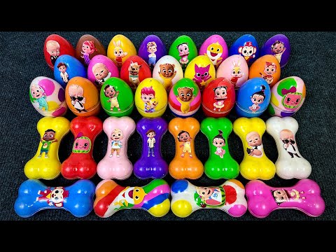 Rainbows Eggs 🌈 Cleaning Dinosaur Eggs Pinkfong, Cocomelon with Bones Colorful! Satisfying, ASMR