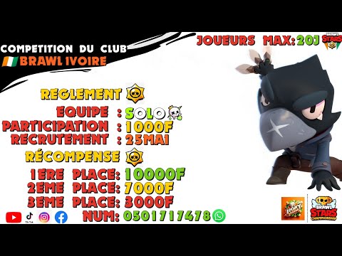 J'ORGANISE UN TOURNOI SOLO BRAWL STARS CÔTE D'IVOIRE🇨🇮 Comment gagner de l'argent sur Brawl stars