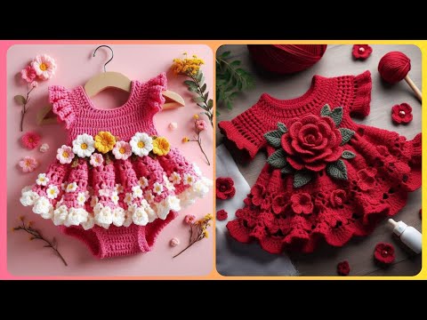 Patrones de vestidos de bebé tejidos a crochet hechos a mano ❤️