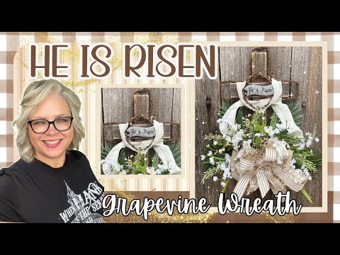 🌿 He is Risen Grapevine Cross Wreath || Be the Light! ✨ 🤎 Sharing His Love!