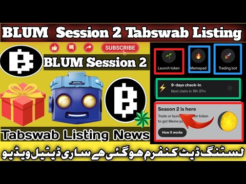 BLUM Session 2 Start || Blum listing Date || How to Earn Memepad points || Tabswab Listing Date